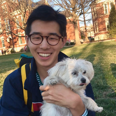 Sean Wu and his dog